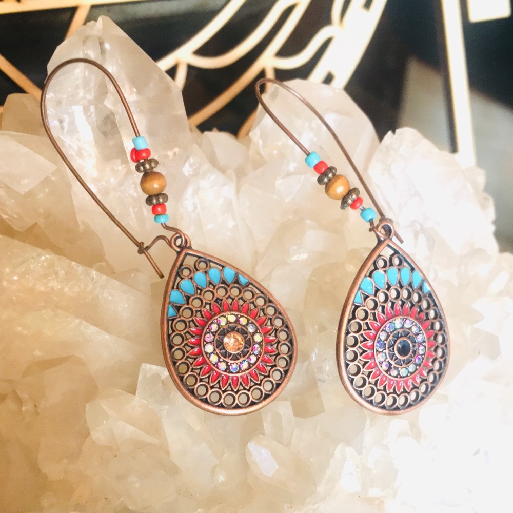 :: Bohemian Vintage Exotica Dangle Earrings - Picture 6 of 6